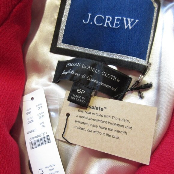 NWT J.Crew Classic Lady Day Coat in Bright Cherry Italian Doublecloth Wool 6P - Picture 4 of 7
